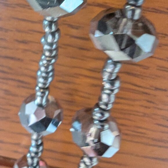 42" Vintage Diamond almond cut Gray glass necklace - Picture 1 of 6